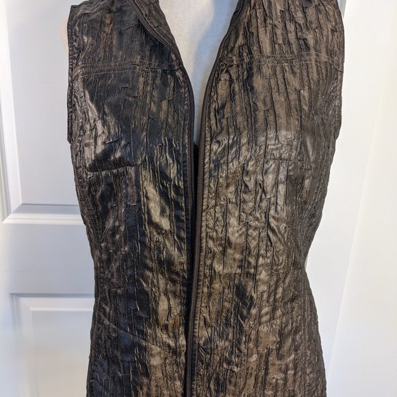 Chico's Jackets & Blazers - 3/$33 - Chico's Bronze Olive Green Gray Leopard Inner Vest w Zipper & Pockets!